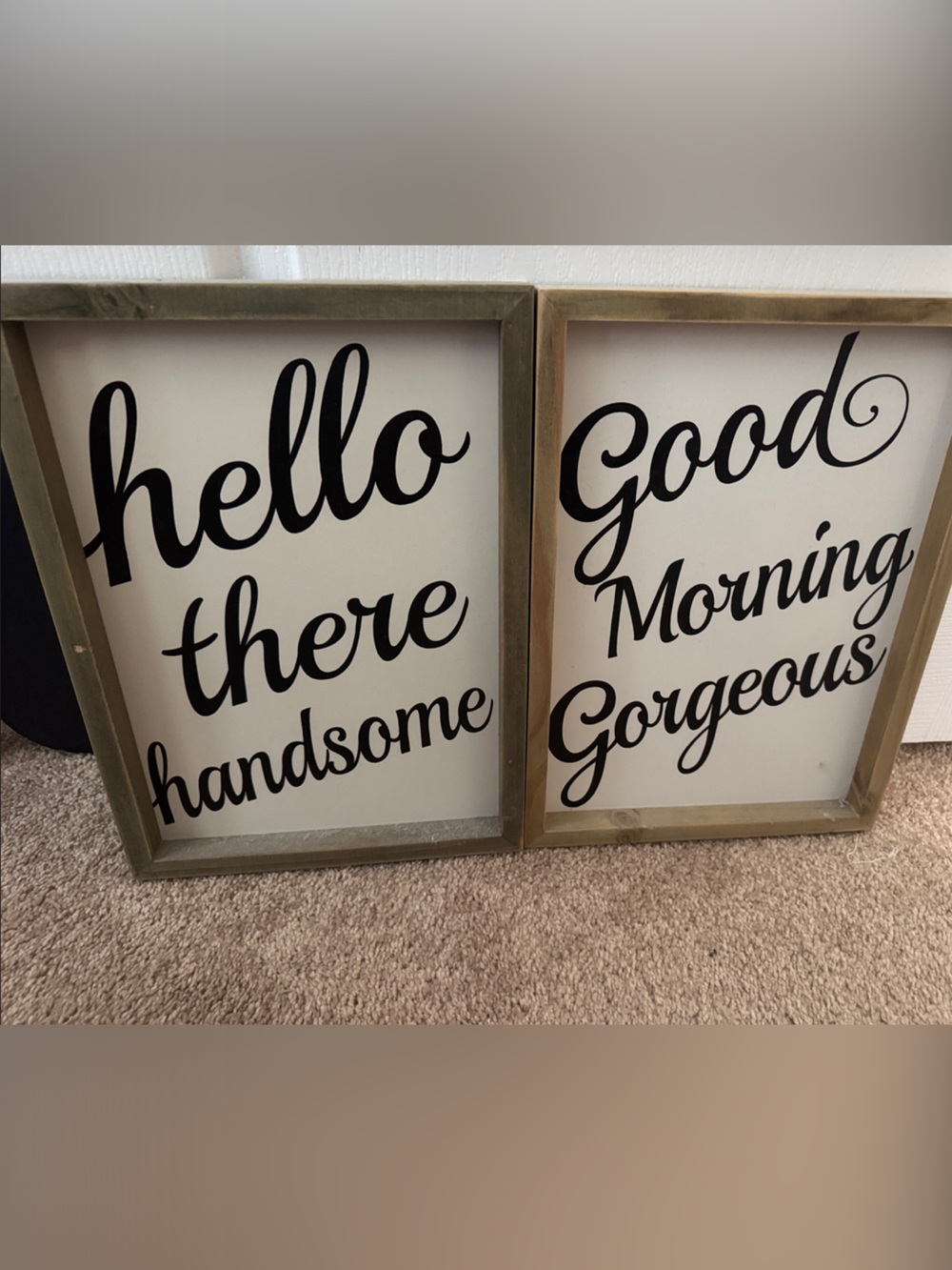 Hobby Lobby Black on White Script Framed Signs